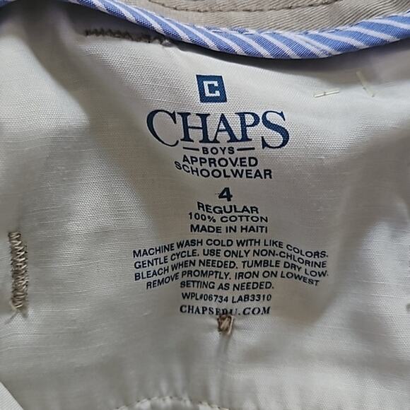 NWOT Chaps Boys School Uniform Pleated Twill Pants - Size 4 Regular Khaki - Picture 4 of 5